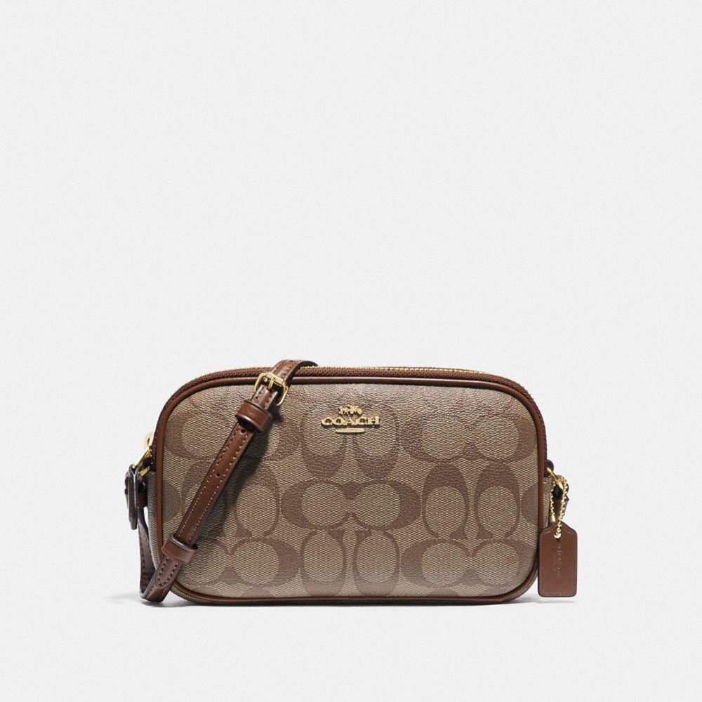 CROSSBODY POUCH IN SIGNATURE CANVAS - KHAKI/SADDLE 2/GOLD - COACH F77996