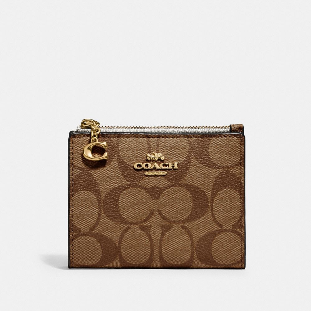 COACH Snap Card Case In Signature Canvas