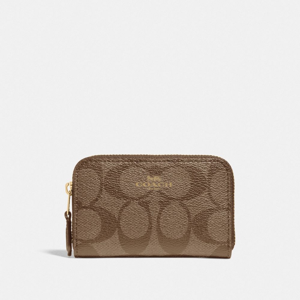 COACH F78005 Zip Around Coin Case In Signature Canvas IM/KHAKI SADDLE 2