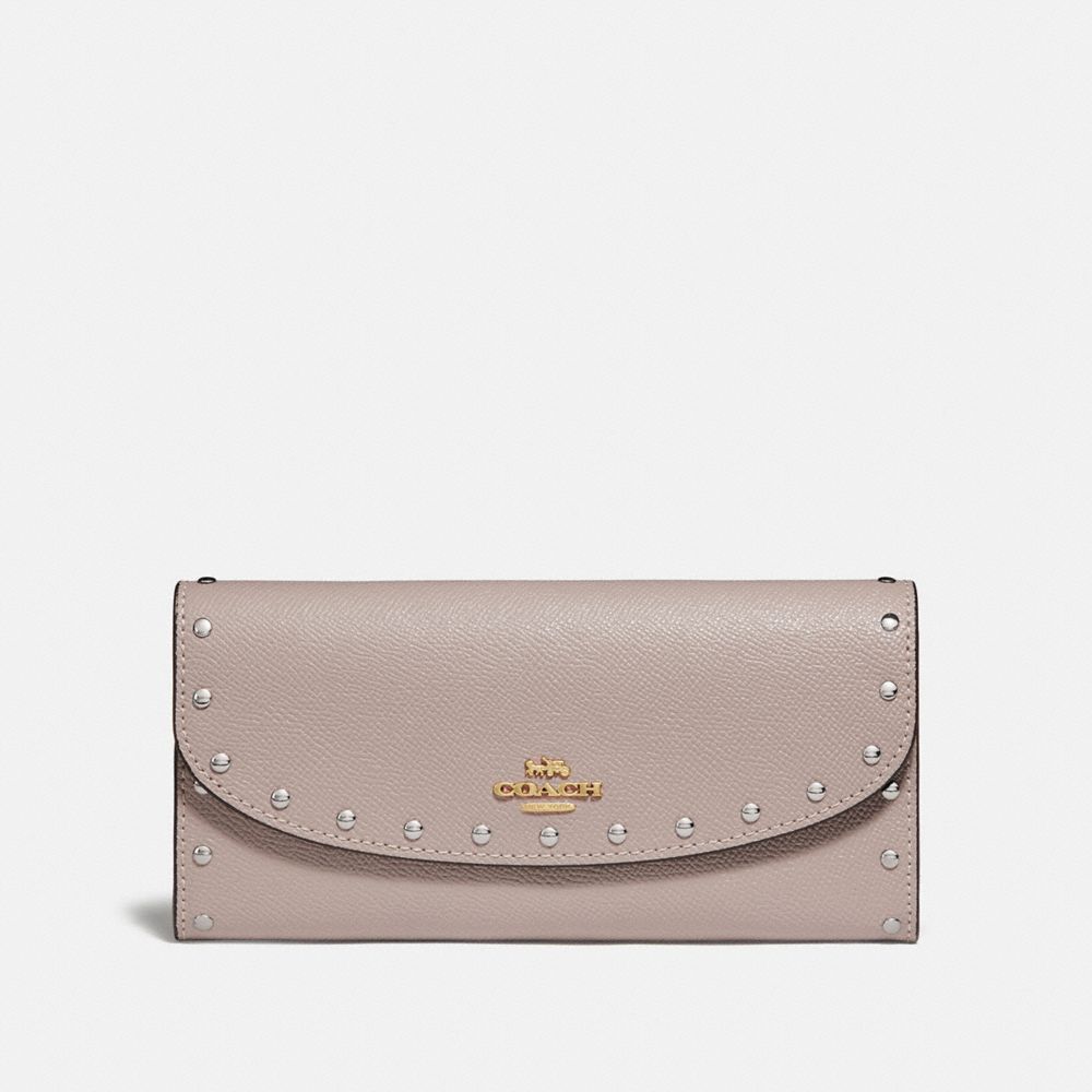 SLIM ENVELOPE WALLET WITH RIVETS - GREY BIRCH/GOLD - COACH F78007