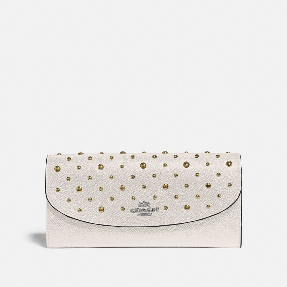 COACH F78024 Slim Envelope Wallet With Rivets CHALK/SILVER