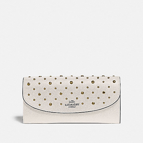 COACH F78024 SLIM ENVELOPE WALLET WITH RIVETS CHALK/SILVER