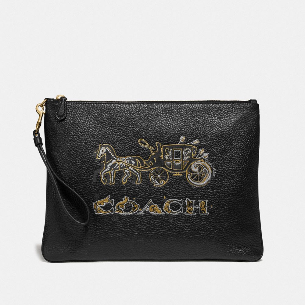 COACH F78048 LARGE WRISTLET 30 WITH CHELSEA ANIMATION BLACK/MULTI/IMITATION GOLD