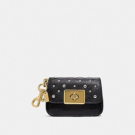 COACH F78051IMBLK MINI CASSIDY COIN CASE WITH RIVETS IM/BLACK