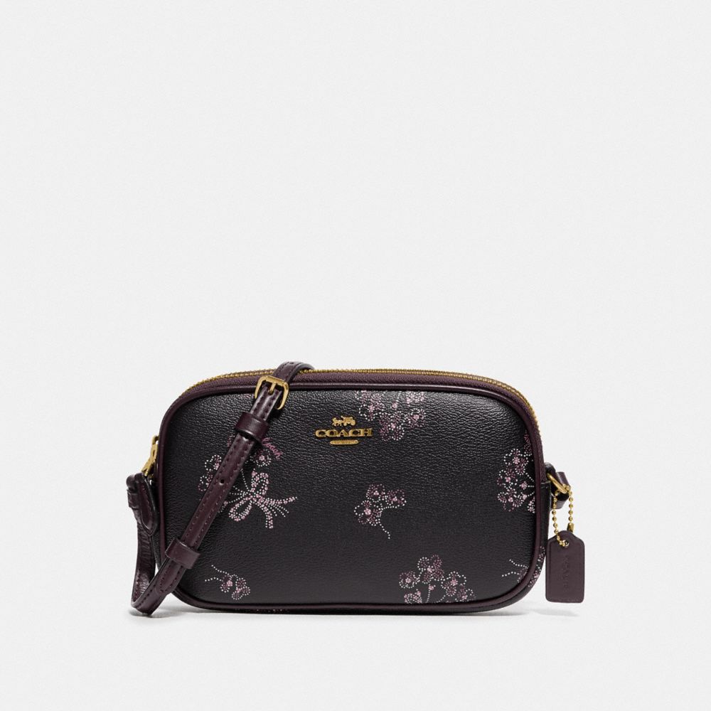 CROSSBODY POUCH WITH RIBBON BOUQUET PRINT - IM/BLACK PINK MULTI - COACH F78087