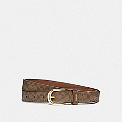 COACH F78179 Classic Belt In Signature Canvas KHAKI/SADDLE/GOLD