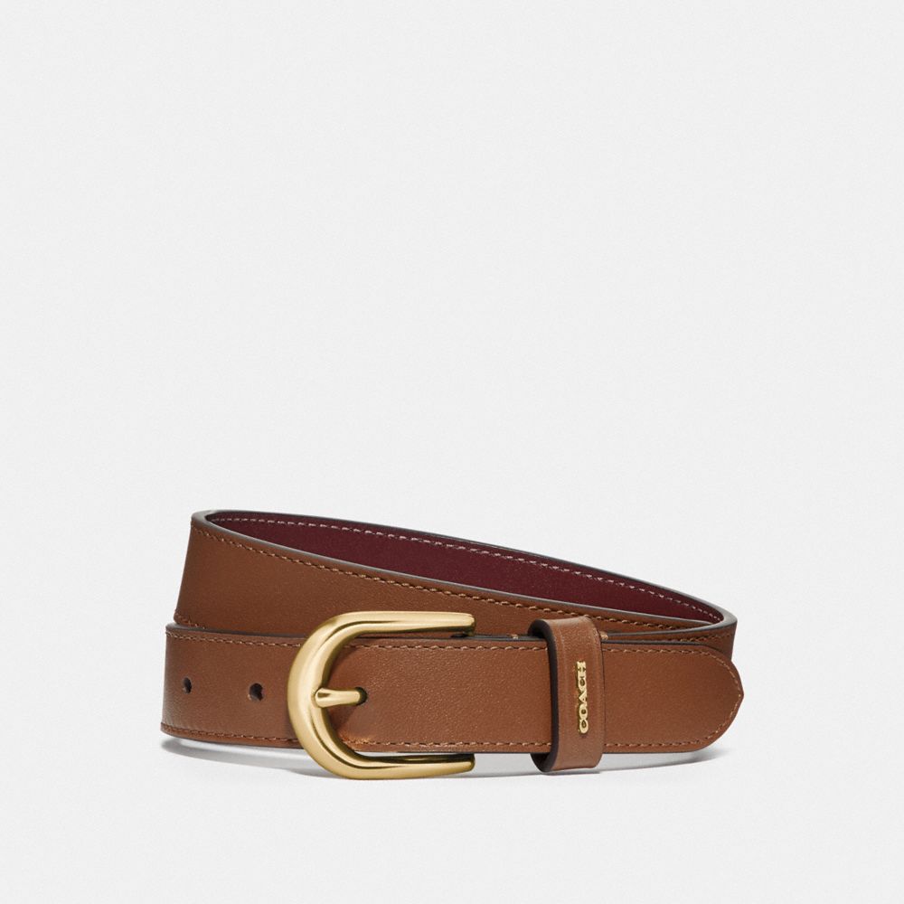 CLASSIC BELT - F78180 - SADDLE/WINE/GOLD