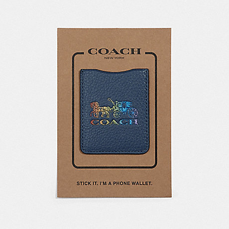 COACH PHONE POCKET STICKER WITH RAINBOW HORSE AND CARRIAGE - DENIM - F78199