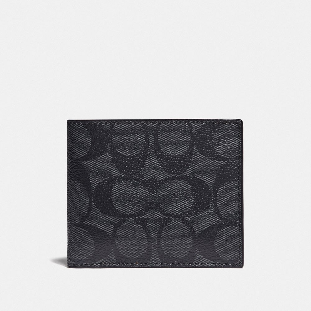 COACH F78201 Id Billfold Wallet In Colorblock Signature Canvas CHARCOAL/BLUE MULTI/BLACK ANTIQUE NICKEL