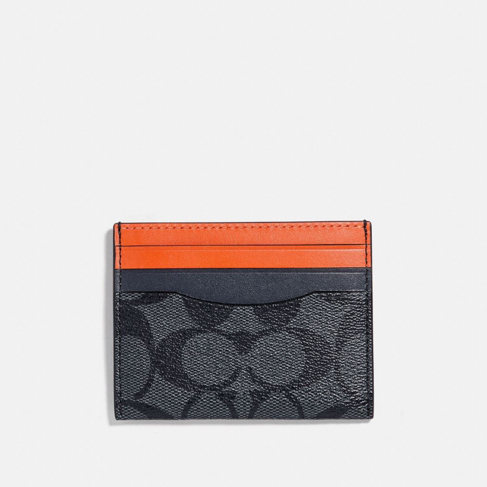 SLIM ID CARD CASE IN COLORBLOCK SIGNATURE CANVAS - CHARCOAL/BLUE MULTI/BLACK ANTIQUE NICKEL - COACH F78270