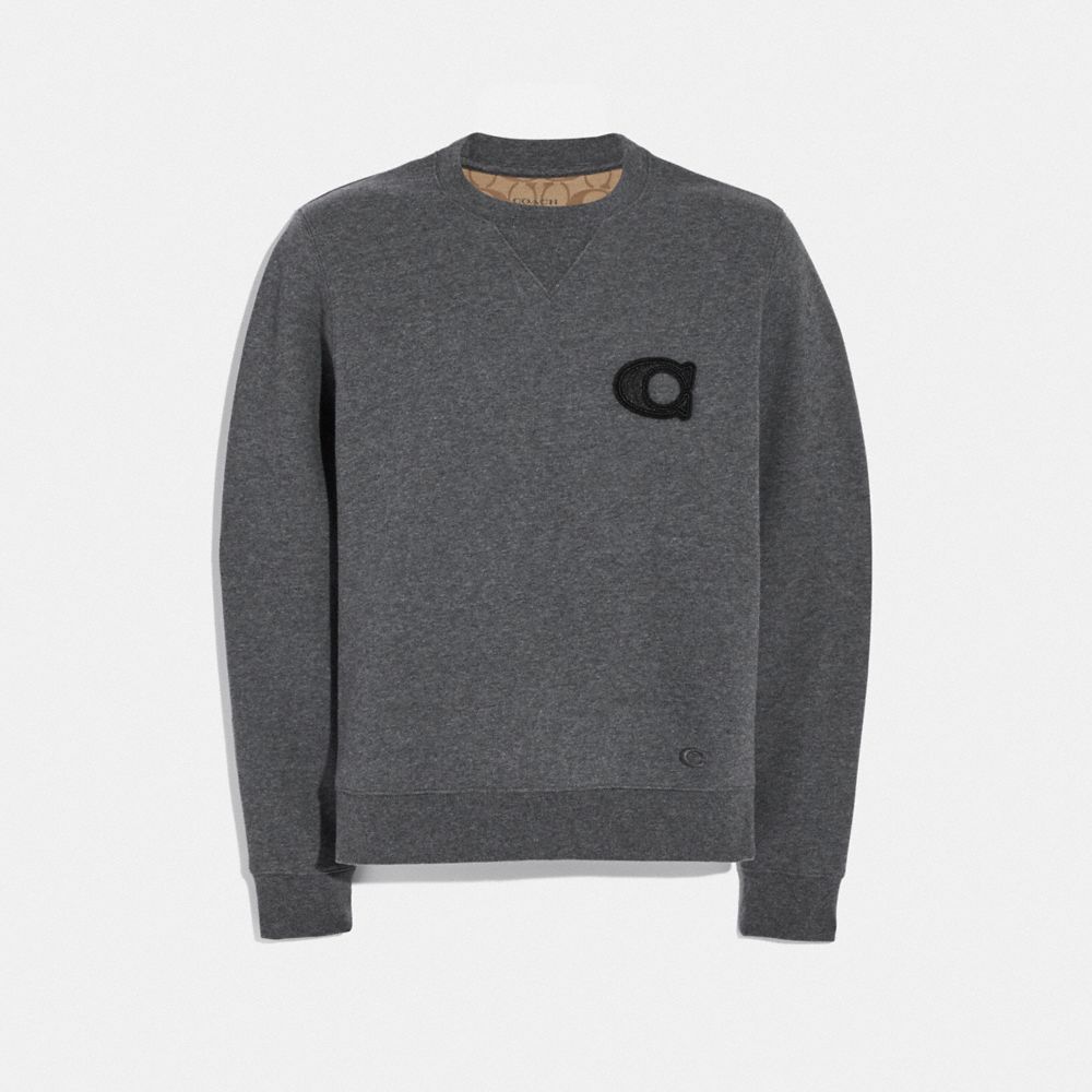 COACH VARSITY SIGNATURE SWEATSHIRT - DARK HEATHER GREY - F78311