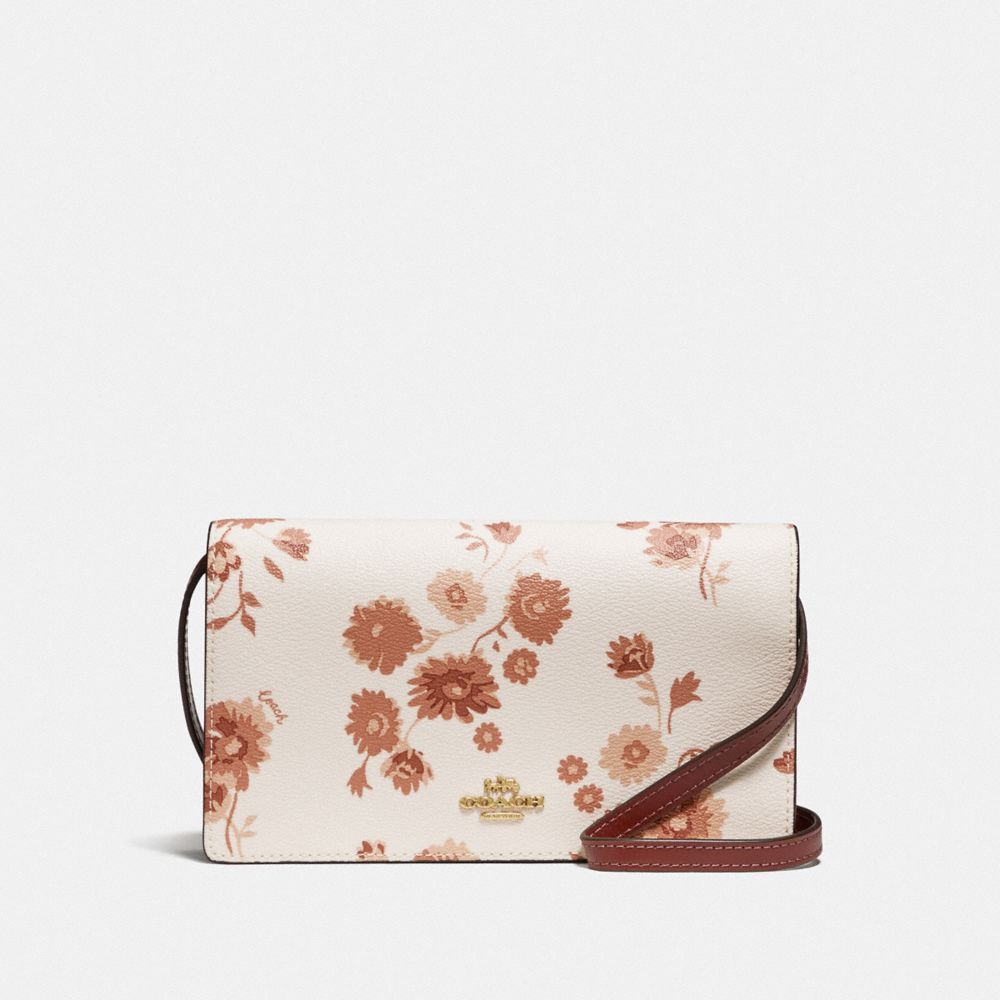 HAYDEN FOLDOVER CROSSBODY CLUTCH WITH PRAIRIE DAISY CLUSTER PRINT - F78328 - CHALK MULTI/IMITATION GOLD