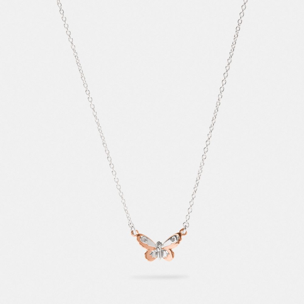 COACH F78378 BUTTERFLY PENDANT NECKLACE SV/ROSEGOLD