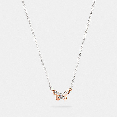 COACH F78378 BUTTERFLY PENDANT NECKLACE SV/ROSEGOLD