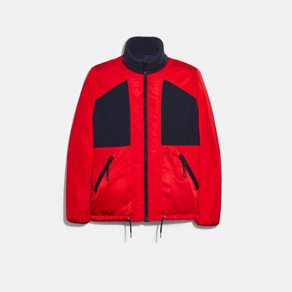 COACH POLAR FLEECE JACKET - SPORT RED NAVY - F78476