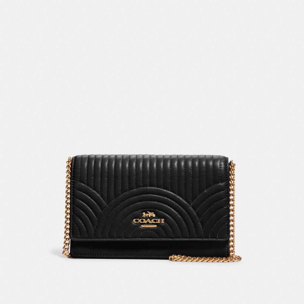 COACH F78527 Flap Belt Bag With Art Deco Quilting IM/BLACK