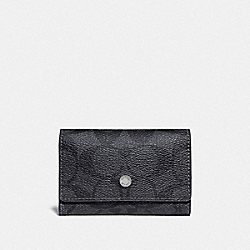 COACH F78675 Five Ring Key Case In Signature Canvas CHARCOAL/HEATHER GREY/MINERAL/BLACK ANTIQUE NICKEL