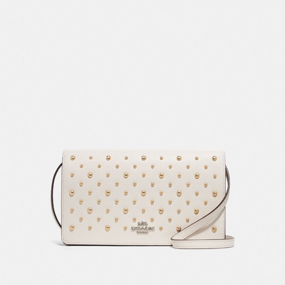 COACH HAYDEN FOLDOVER CROSSBODY CLUTCH WITH RIVETS - CHALK/SILVER - F78698