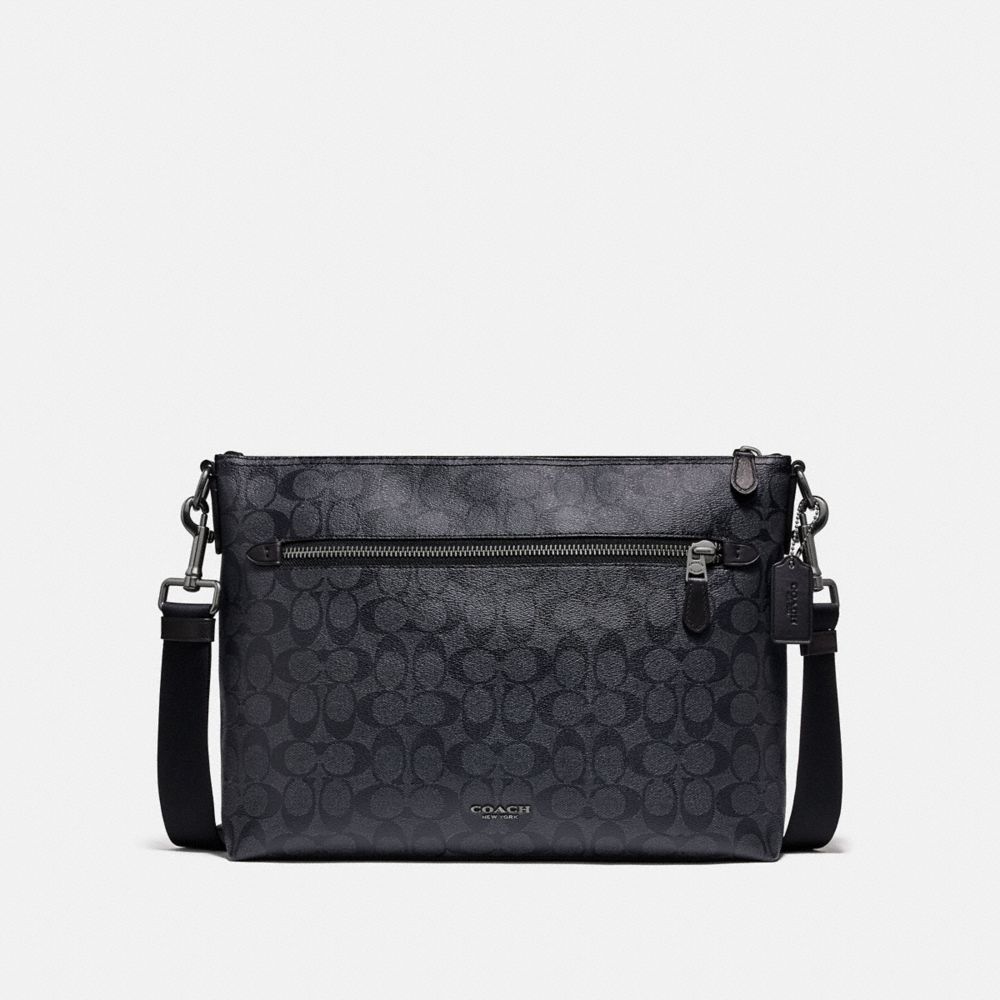 COACH F78722 GRAHAM SOFT MESSENGER IN SIGNATURE CANVAS CHARCOAL/BLACK/BLACK-ANTIQUE-NICKEL