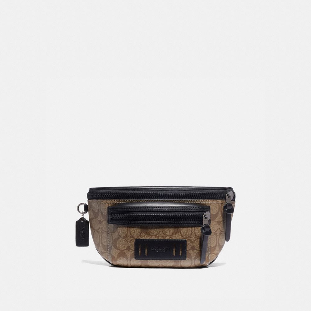 COACH F78727 TERRAIN BELT BAG IN SIGNATURE CANVAS TAN/BLACK-ANTIQUE-NICKEL