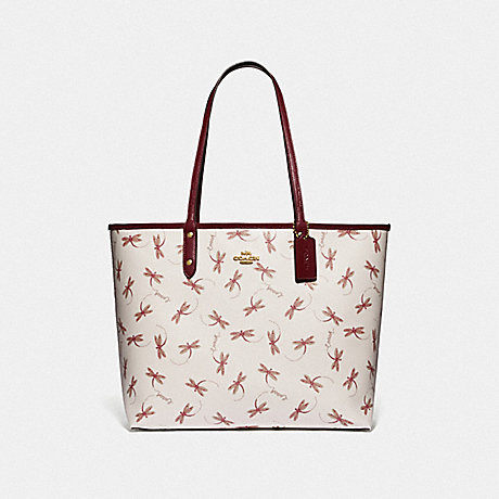 COACH REVERSIBLE CITY TOTE WITH DRAGONFLY PRINT - IM/CHALK MULTI - F78729