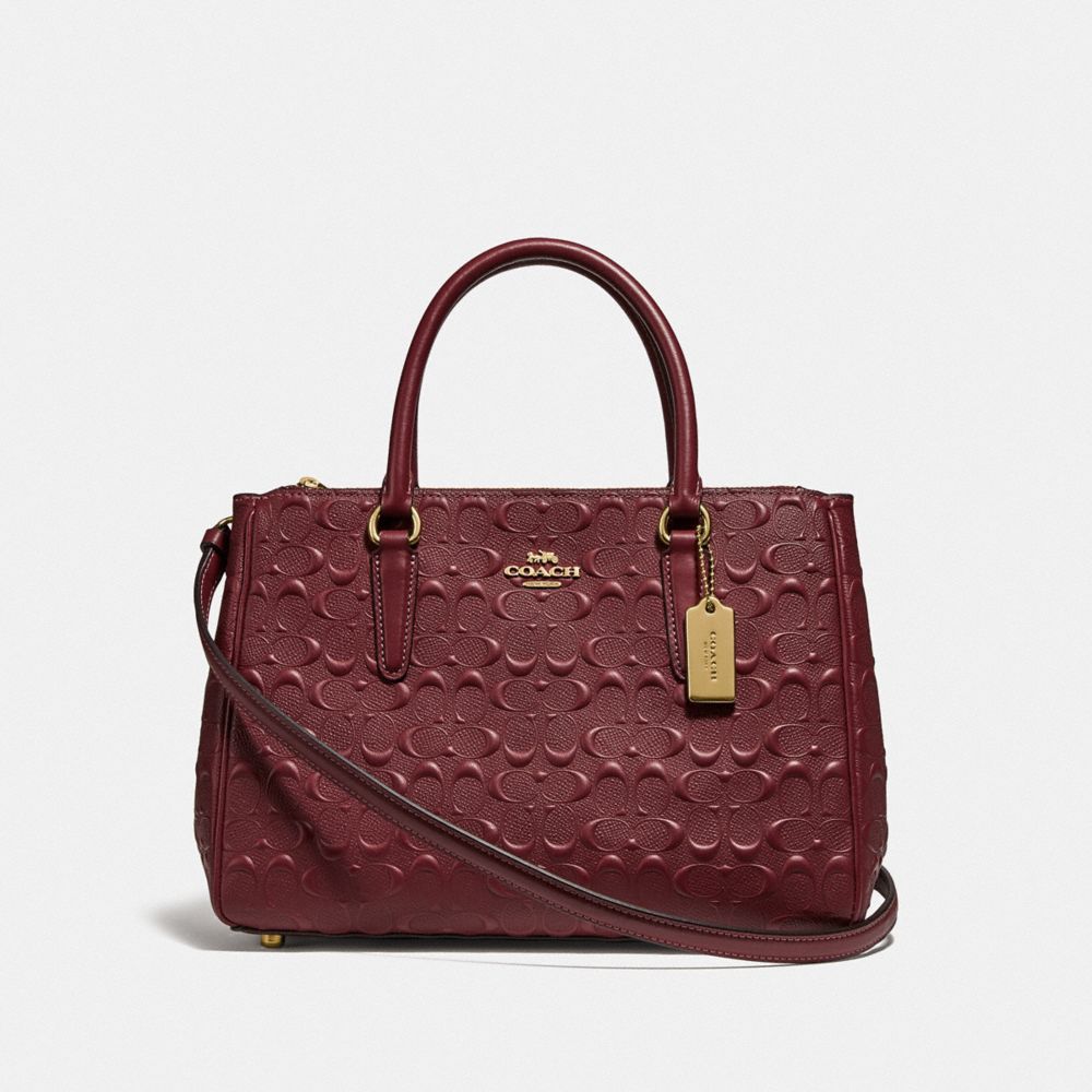 COACH F78751 SURREY CARRYALL IN SIGNATURE LEATHER WINE/IMITATION-GOLD