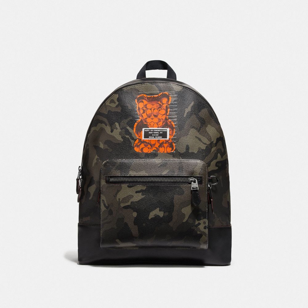 coach camo leather backpack