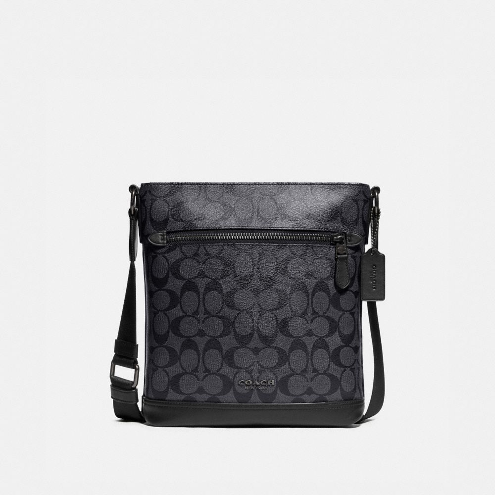 COACH F79053 - GRAHAM FLAT CROSSBODY IN SIGNATURE CANVAS - CHARCOAL ...