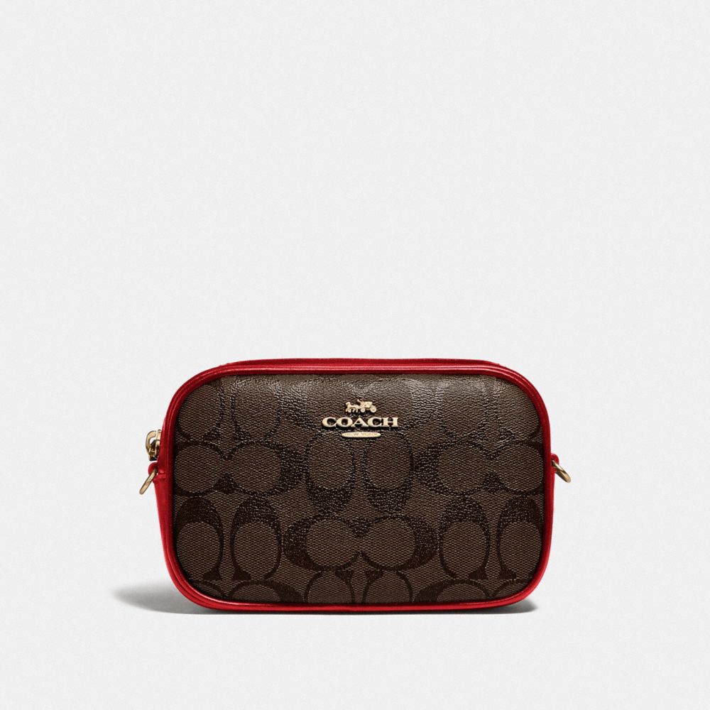 COACH F79209 - CONVERTIBLE BELT BAG IN SIGNATURE CANVAS BROWN/TRUE RED/IMITATION GOLD