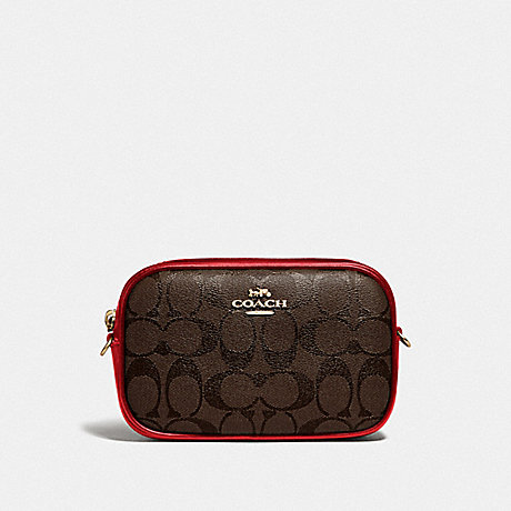 COACH F79209 CONVERTIBLE BELT BAG IN SIGNATURE CANVAS BROWN/TRUE RED/IMITATION GOLD