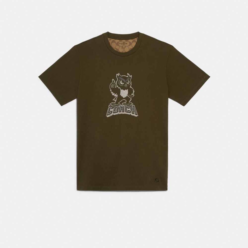 COACH F79216 - PARTY OWL T-SHIRT MOSS