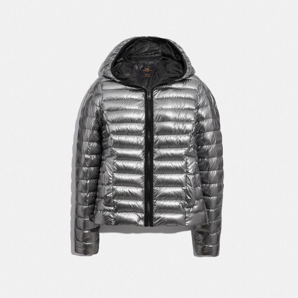 COACH F79479 Packable Metallic Down Jacket SILVER