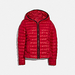 PACKABLE SIGNATURE EMBOSSED DOWN JACKET - F79480 - CLASSIC RED