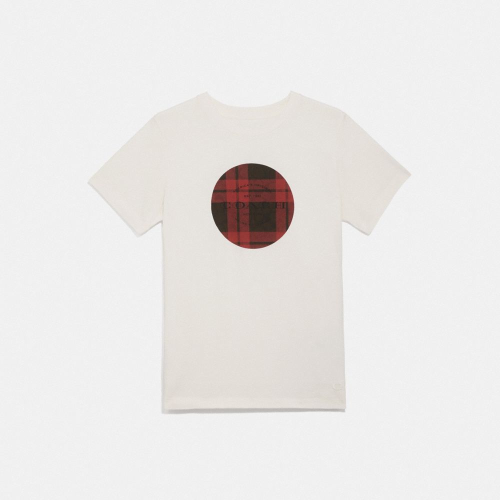 COACH F79481 Coach Plaid T-shirt WHITE/RED