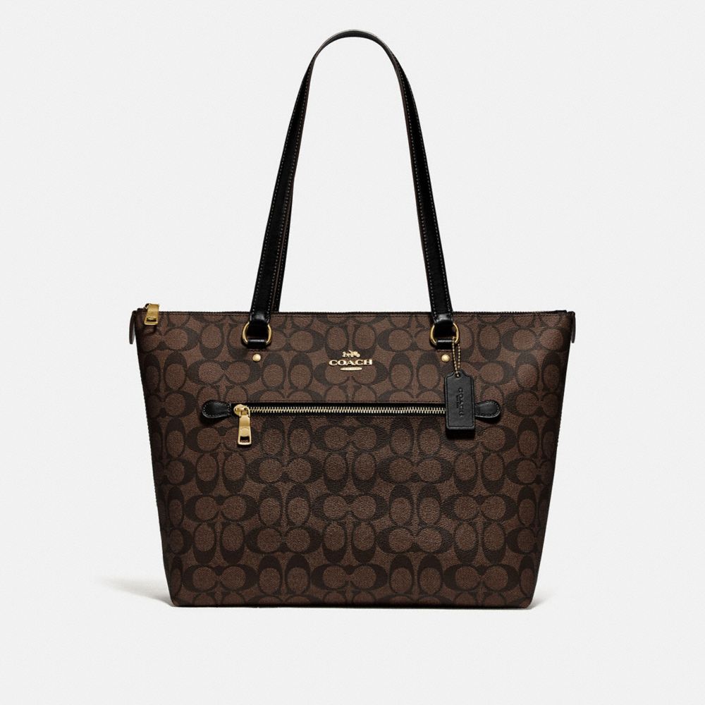 COACH F79609 GALLERY TOTE IN SIGNATURE CANVAS IM/BROWN/BLACK