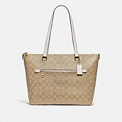 COACH F79609 Gallery Tote In Signature Canvas IM/LIGHT KHAKI/CHALK