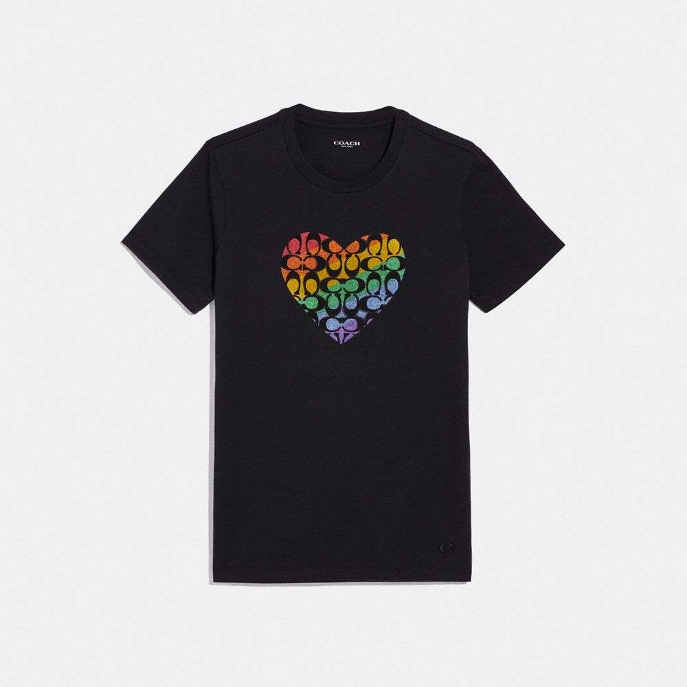 COACH LIFE COACH SIGNATURE HEART T-SHIRT - BLACK - F79681