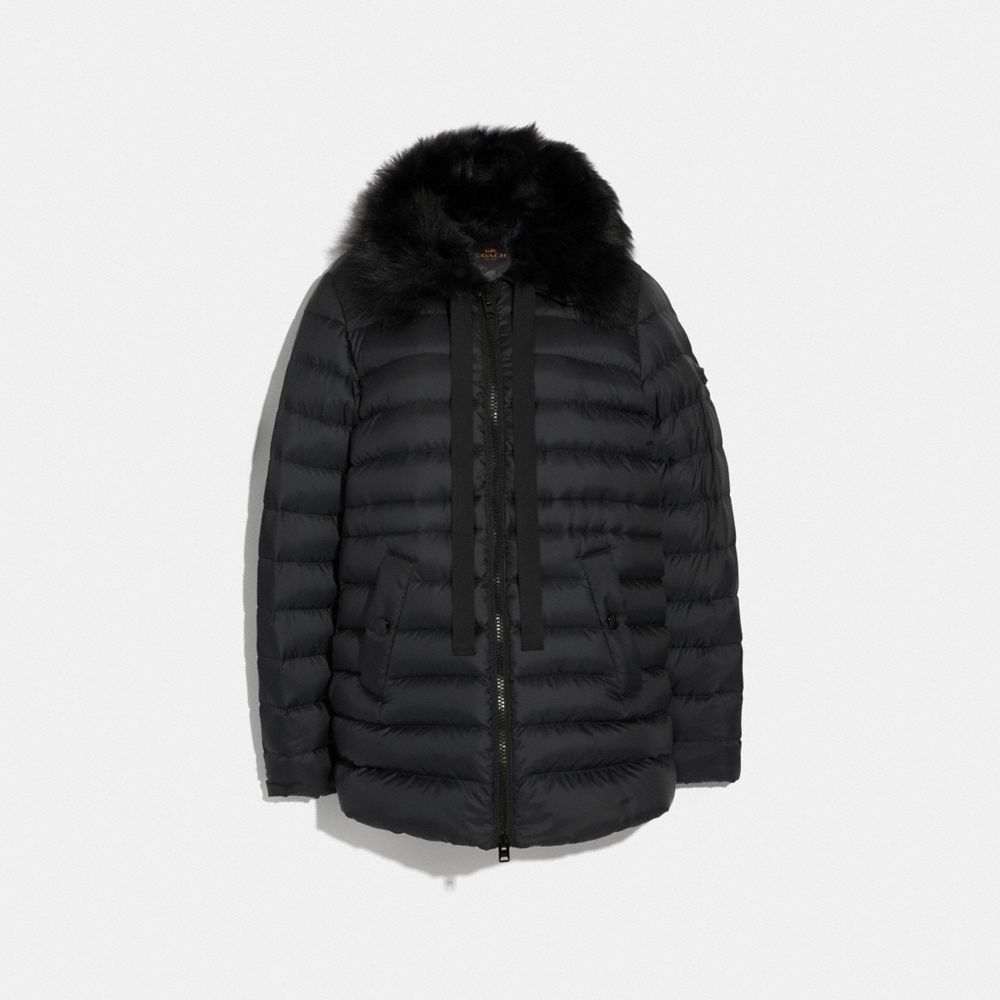 COACH DOWN JACKET WITH SHEARLING COLLAR - BLACK - F79683