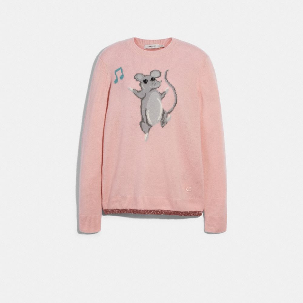 PARTY MOUSE INTARSIA SWEATER - PINK - COACH F79689