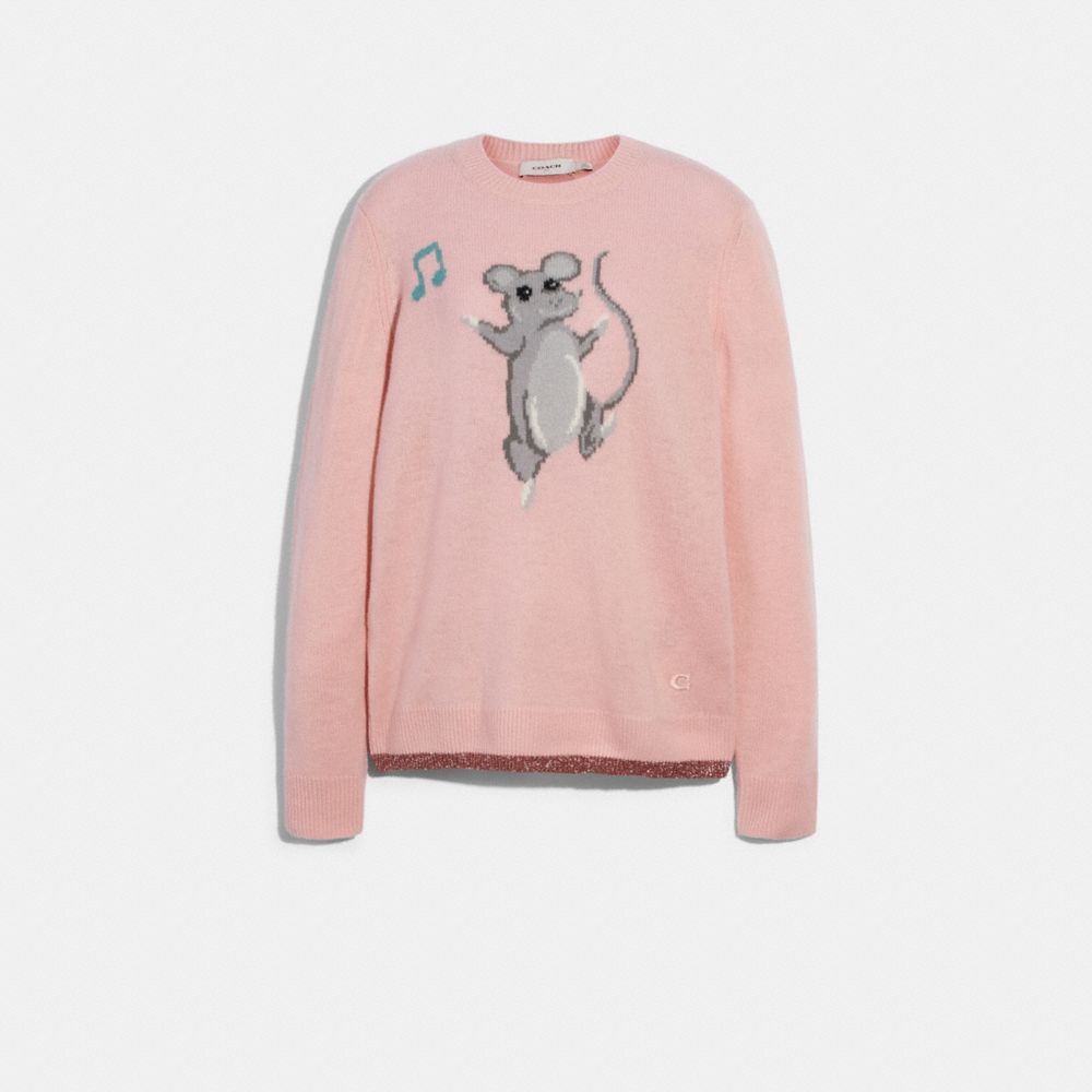 COACH F79689 Party Mouse Intarsia Sweater PINK