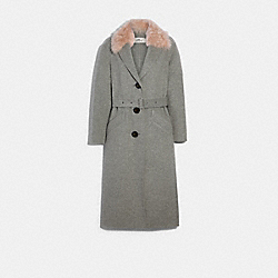 LONG DOUBLE FACE WOOL COAT - F79693 - GREY