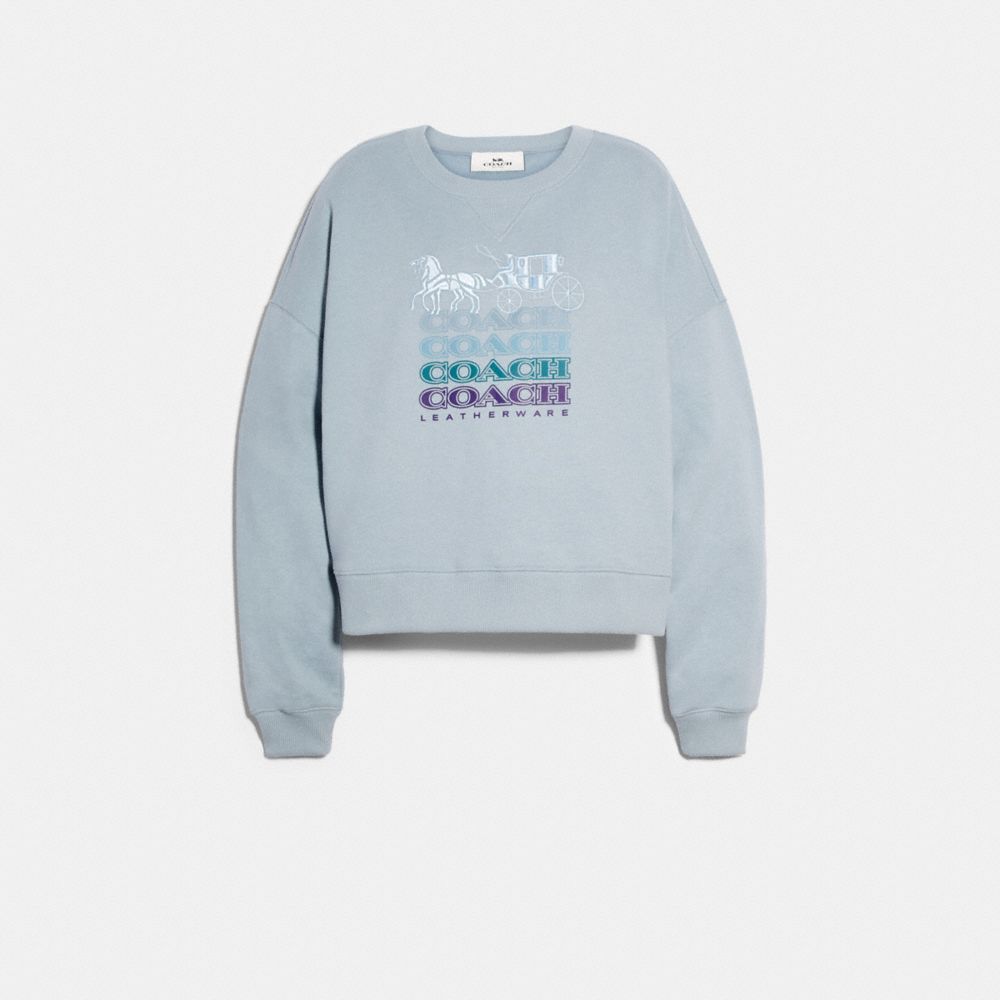 COACH F79703 COACH RELAXED CREWNECK SWEATSHIRT PALE BLUE