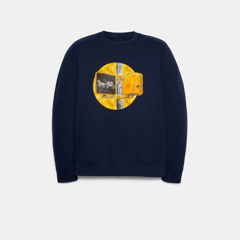 SWEATSHIRT WITH COACH TRAFFIC LIGHT - F79785 - NAVY