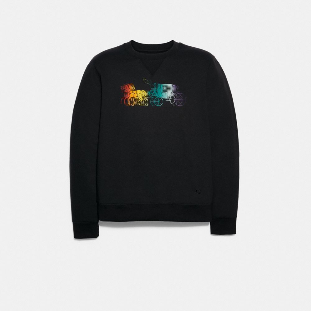 COACH SWEATSHIRT WITH RAINBOW HORSE AND CARRIAGE PRINT - BLACK - F79786