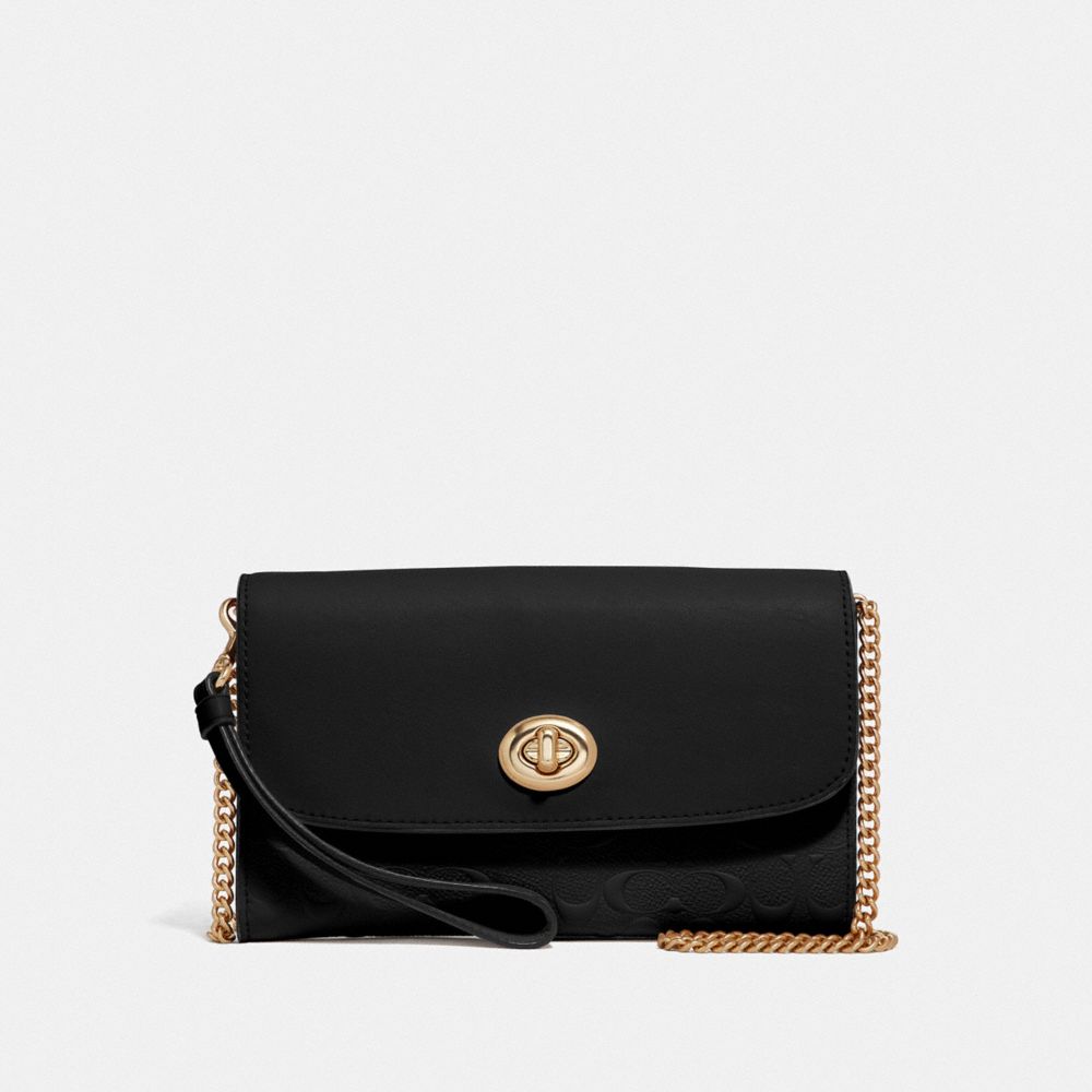 CHAIN CROSSBODY IN SIGNATURE LEATHER - F79788 - IM/BLACK