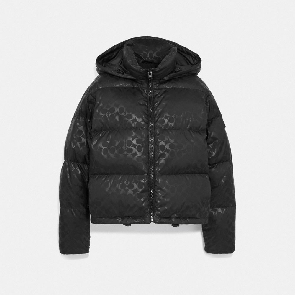 COACH SIGNATURE SHORT PUFFER - BLACK - F79789