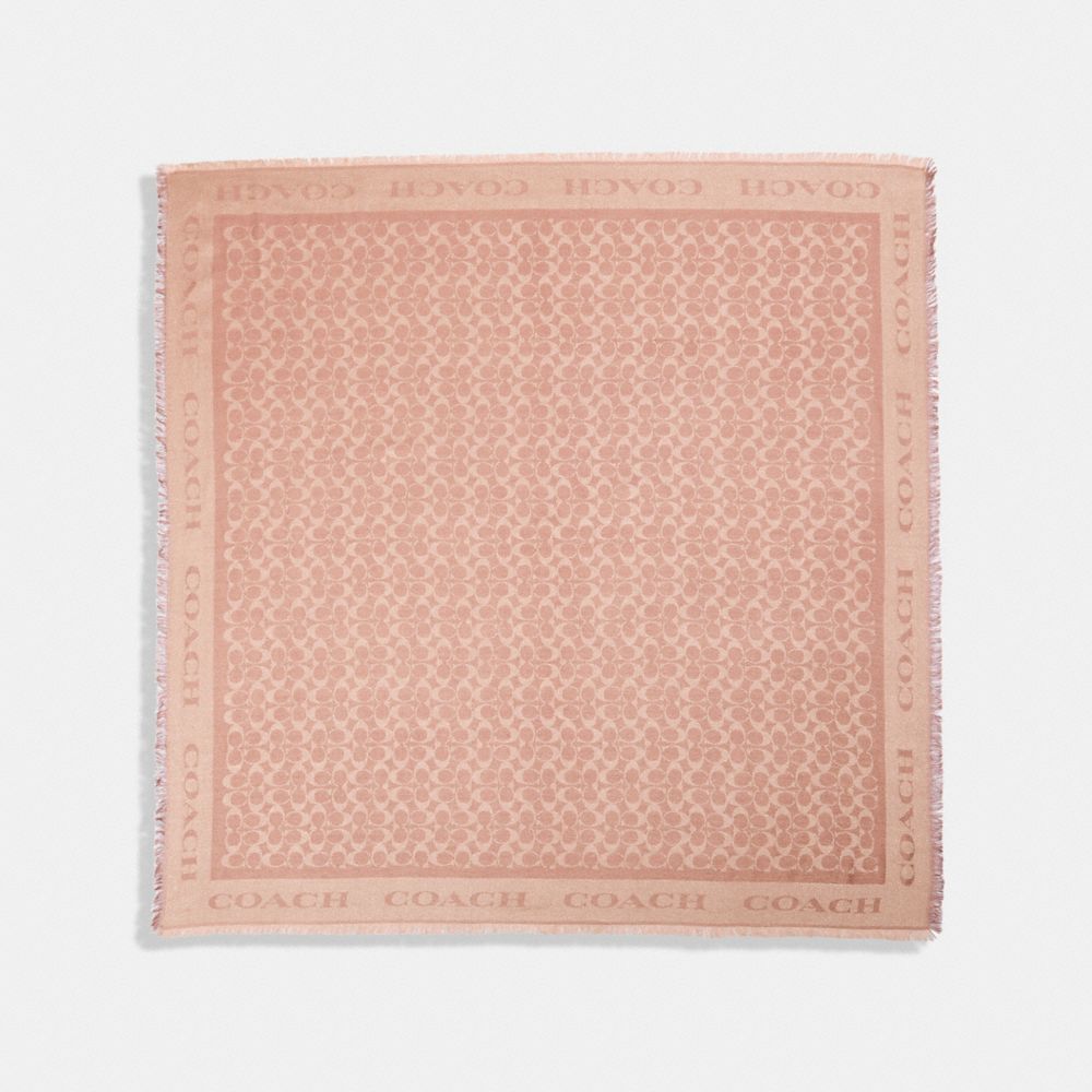 COACH SIGNATURE METALLIC JACQUARD OVERSIZED SQUARE SCARF - PINK - F79792