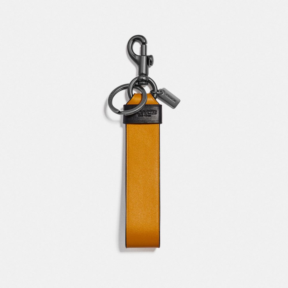 LARGE LOOP KEY FOB - QB/AMBER HEATHER GREY - COACH F79798QBPNC