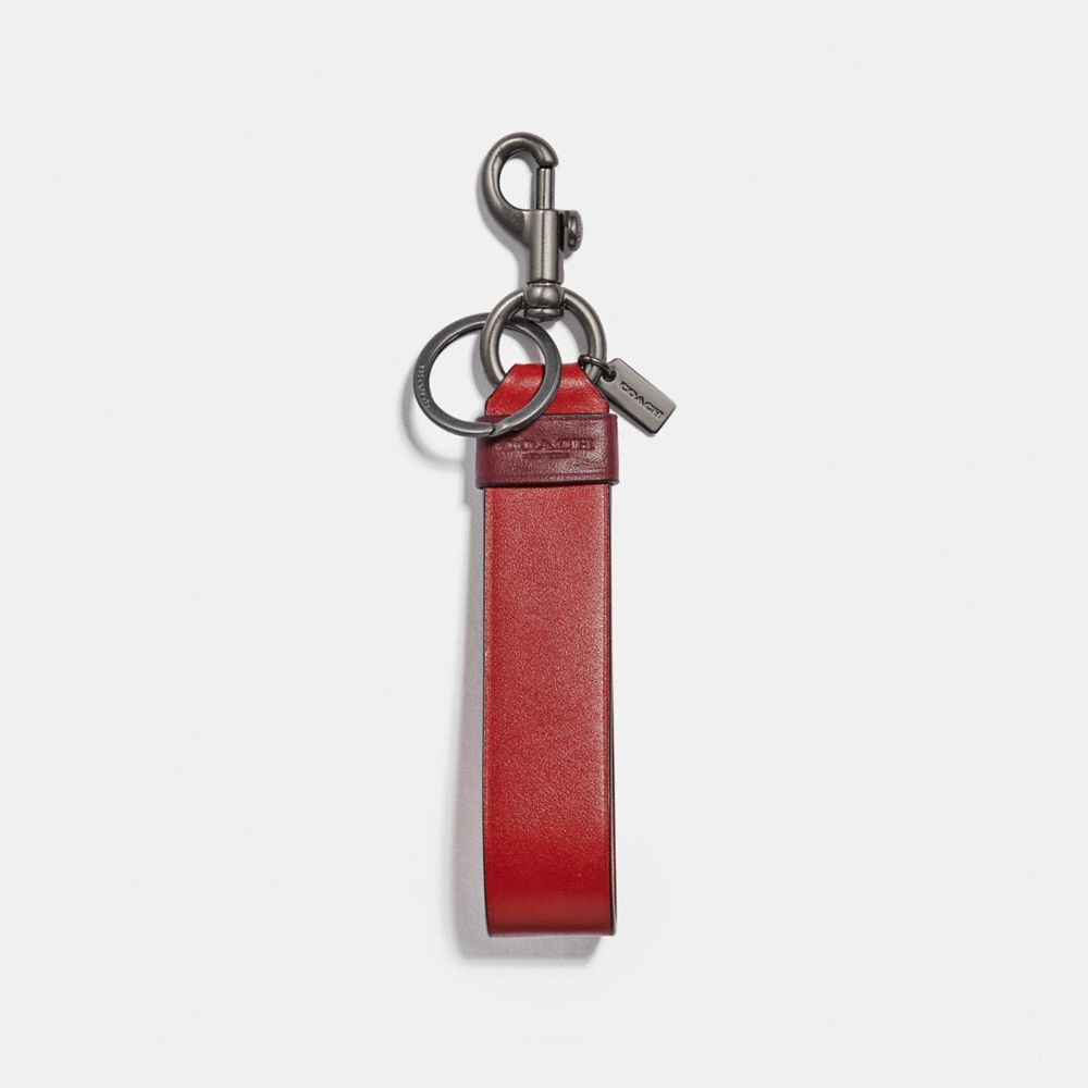 COACH F79798QBPNF LARGE LOOP KEY FOB QB/SOFT RED HOT RED