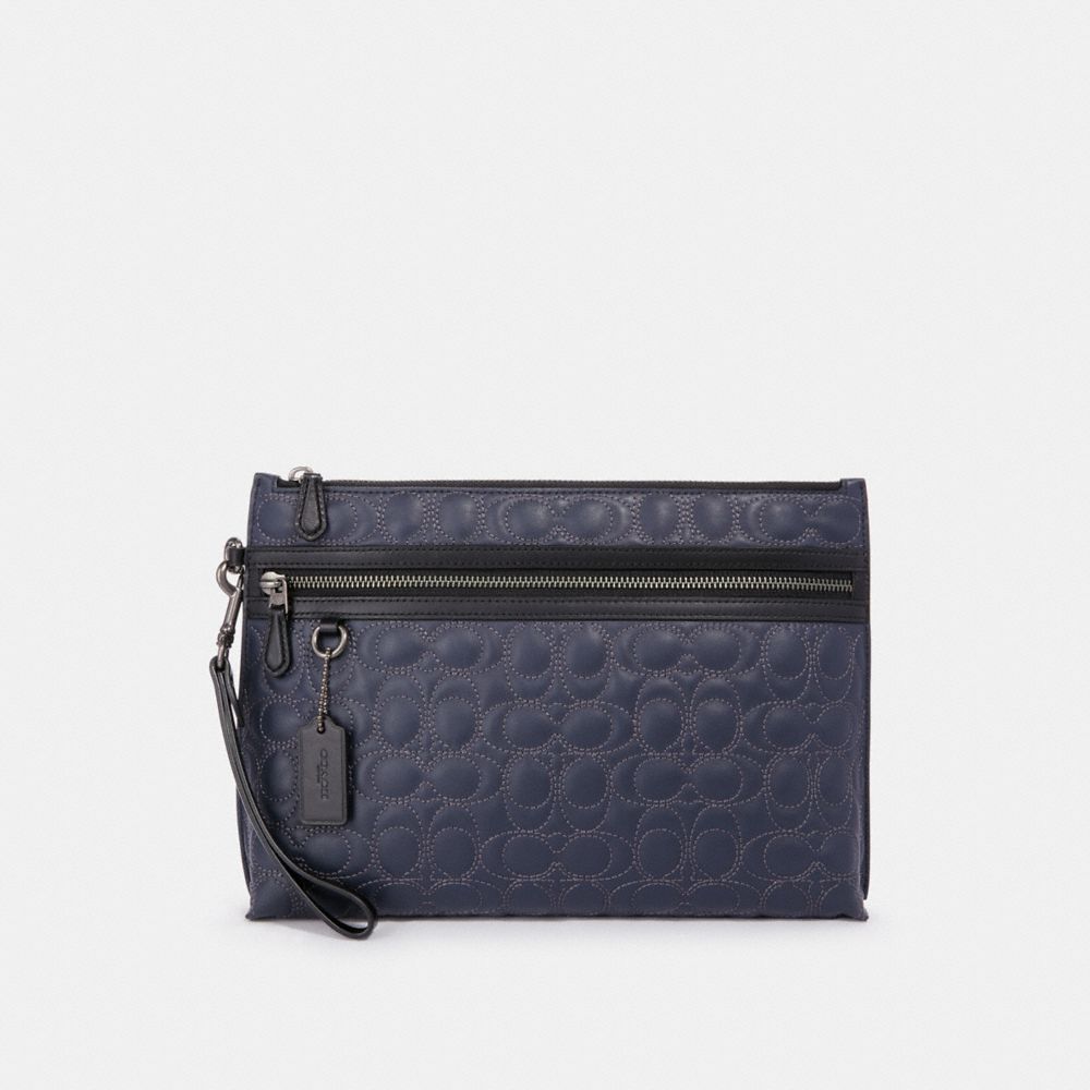 COACH F79811 Carryall Pouch With Signature Quilting NI/MIDNIGHT
